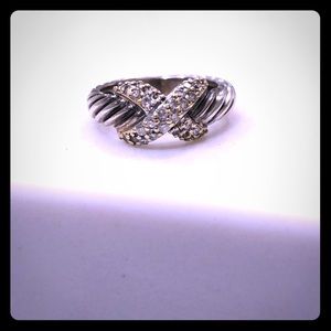 David Yurman Pave Diamond X Ring Authentic